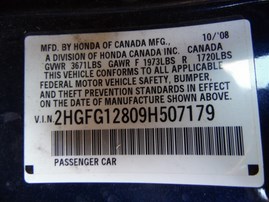2009 Honda Civic EX Navy Blue Coupe 1.8L Vtec AT #A24901
